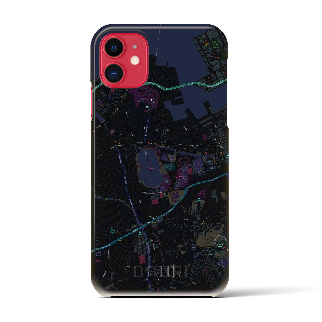 【大濠(福岡県)】地図柄iPhoneケース(バックカバータイプ)