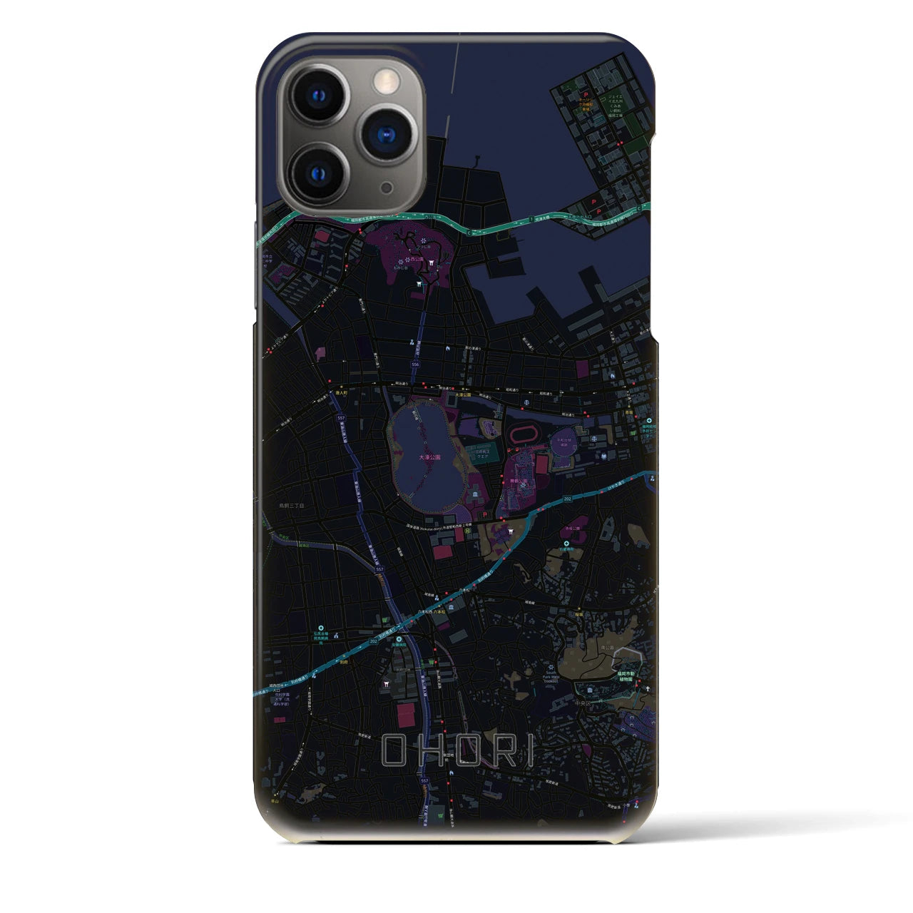 【大濠(福岡県)】地図柄iPhoneケース(バックカバータイプ)