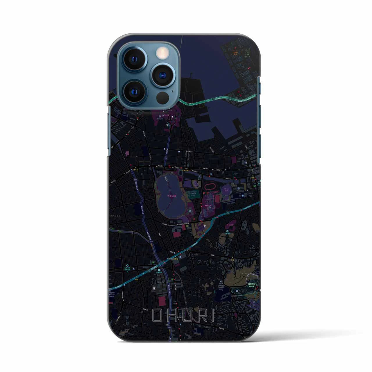 【大濠(福岡県)】地図柄iPhoneケース(バックカバータイプ)