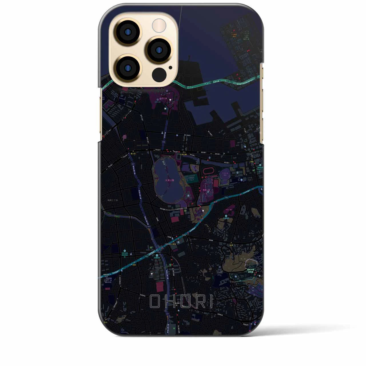 【大濠(福岡県)】地図柄iPhoneケース(バックカバータイプ)