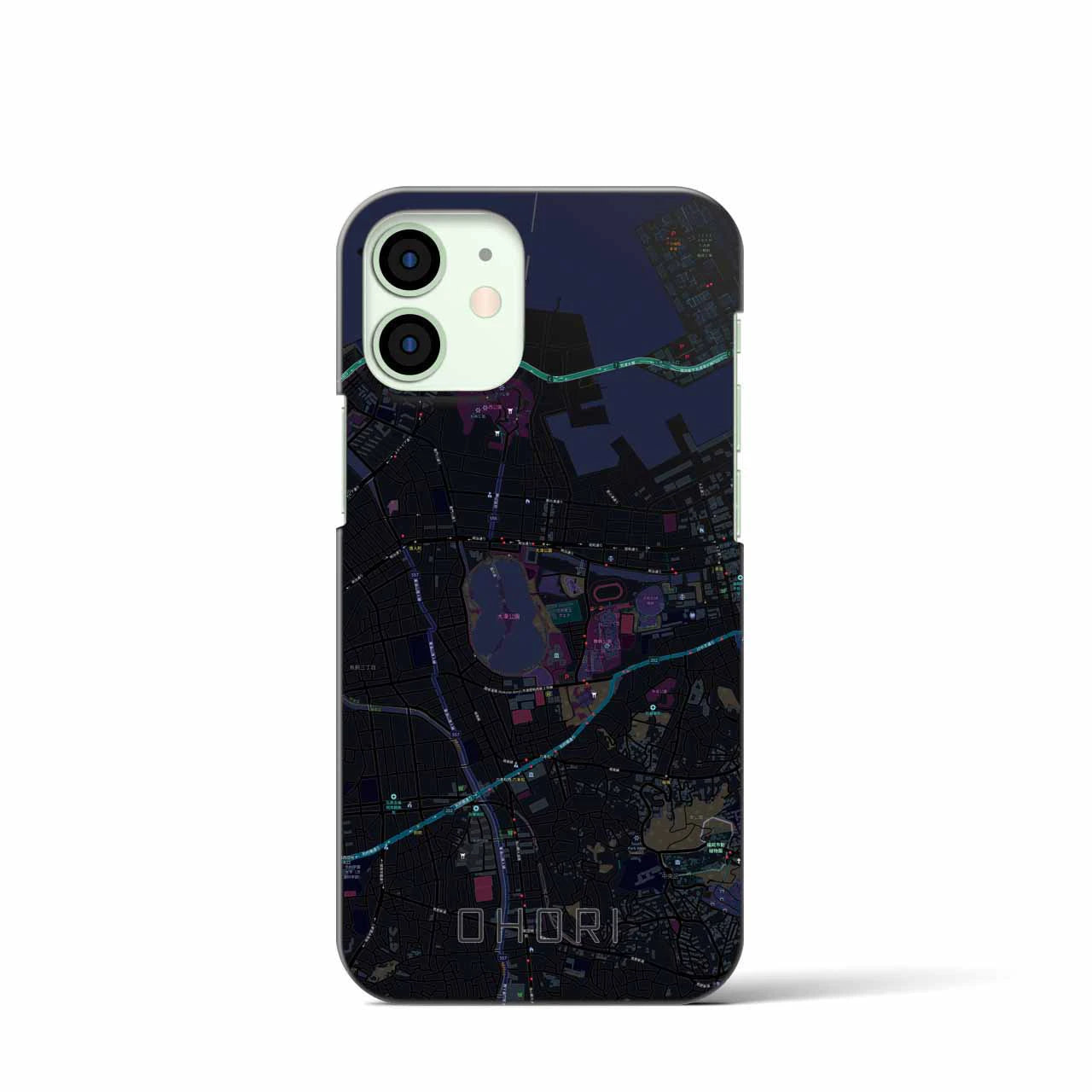 【大濠(福岡県)】地図柄iPhoneケース(バックカバータイプ)