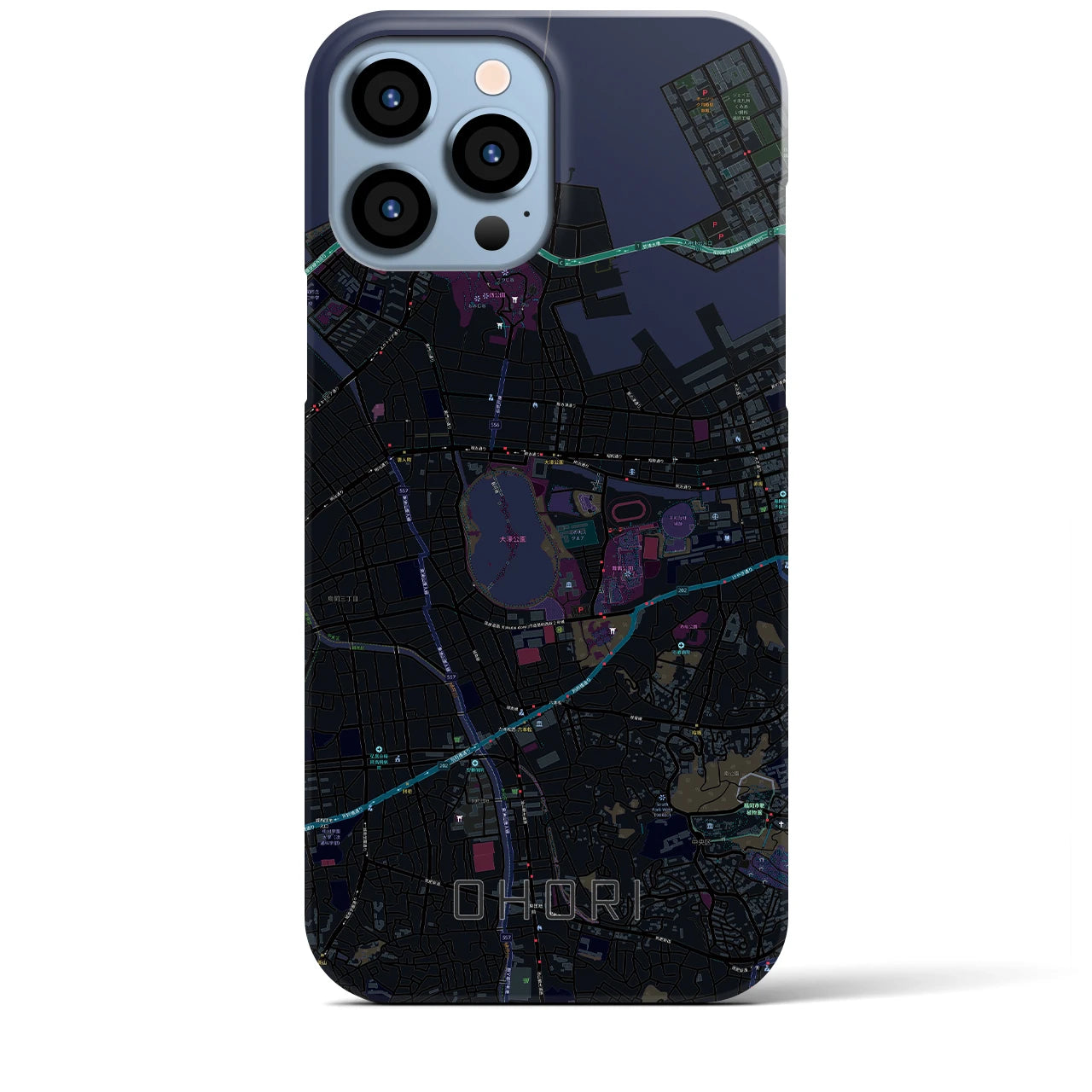 【大濠(福岡県)】地図柄iPhoneケース(バックカバータイプ)