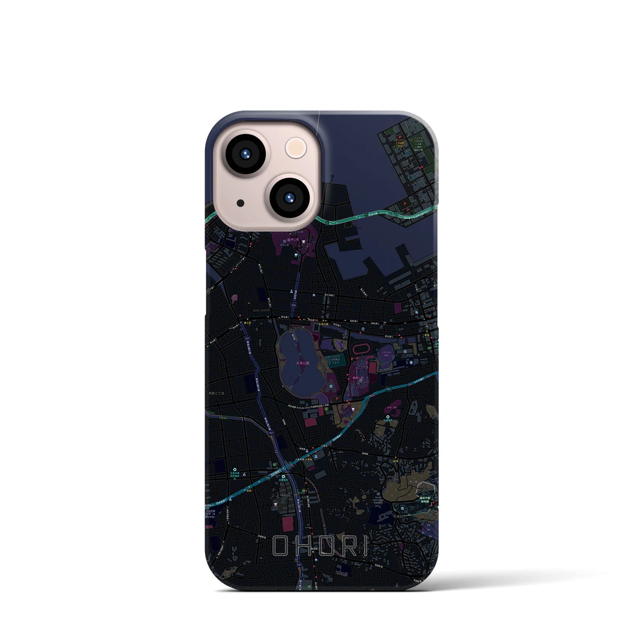 【大濠(福岡県)】地図柄iPhoneケース(バックカバータイプ)