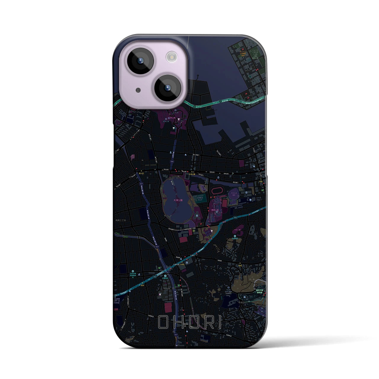 【大濠(福岡県)】地図柄iPhoneケース(バックカバータイプ)