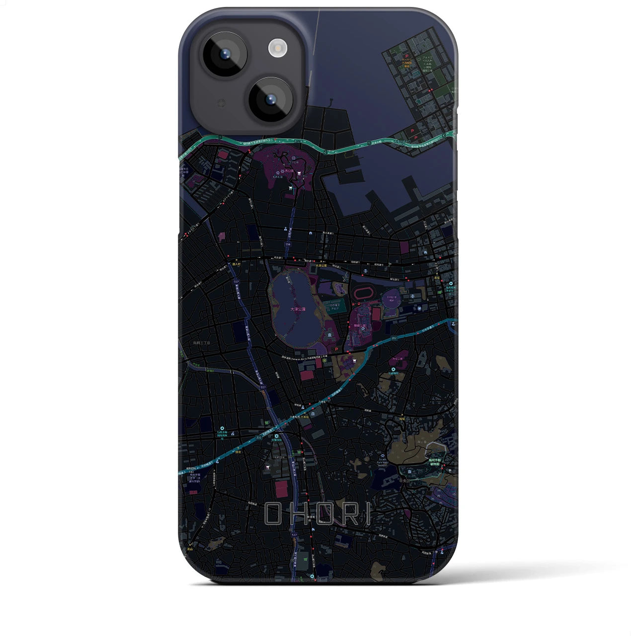 【大濠(福岡県)】地図柄iPhoneケース(バックカバータイプ)