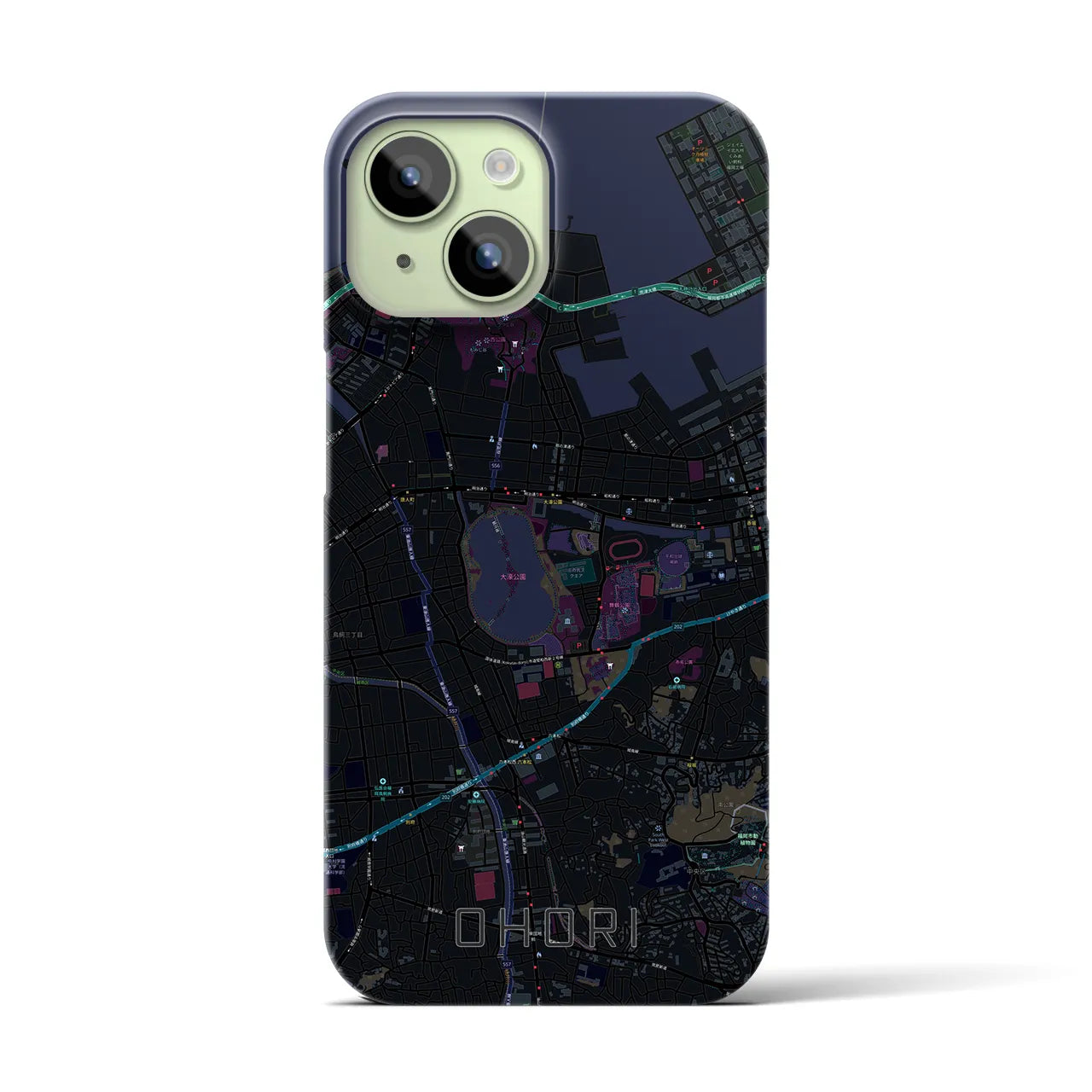 【大濠(福岡県)】地図柄iPhoneケース(バックカバータイプ)