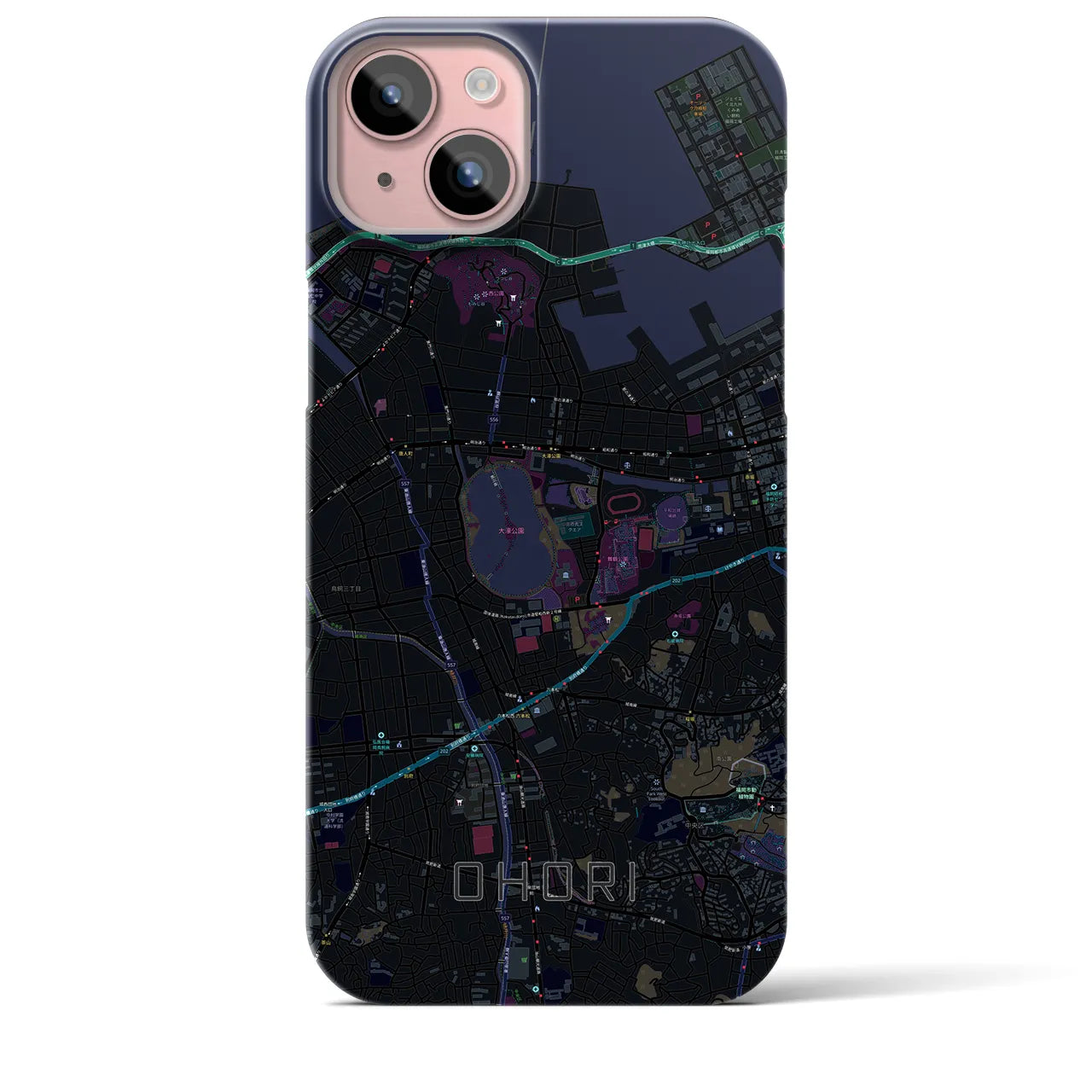 【大濠(福岡県)】地図柄iPhoneケース(バックカバータイプ)
