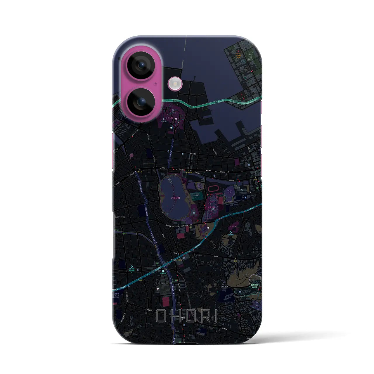 【大濠(福岡県)】地図柄iPhoneケース(バックカバータイプ)