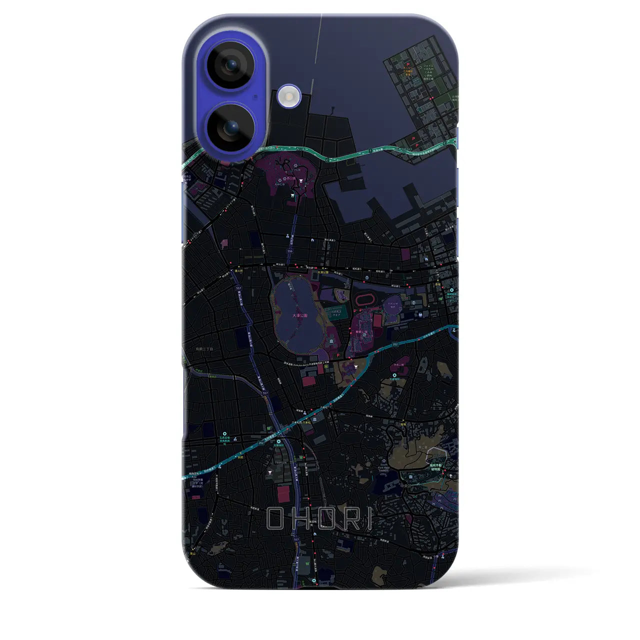 【大濠(福岡県)】地図柄iPhoneケース(バックカバータイプ)