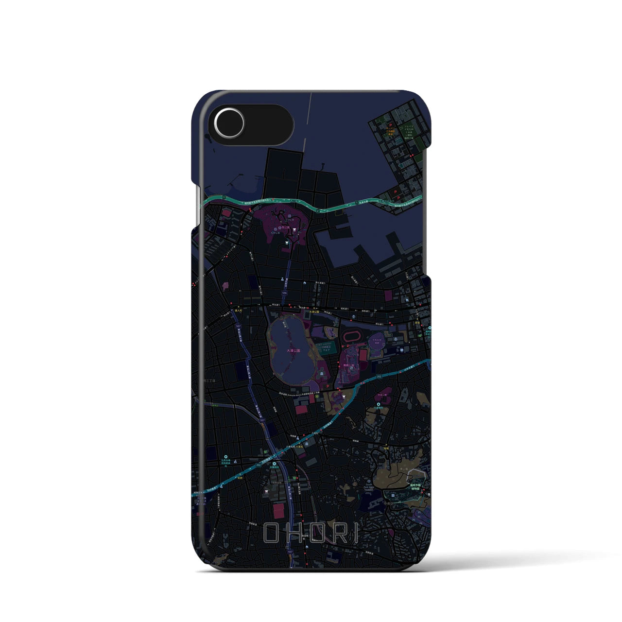 【大濠(福岡県)】地図柄iPhoneケース(バックカバータイプ)
