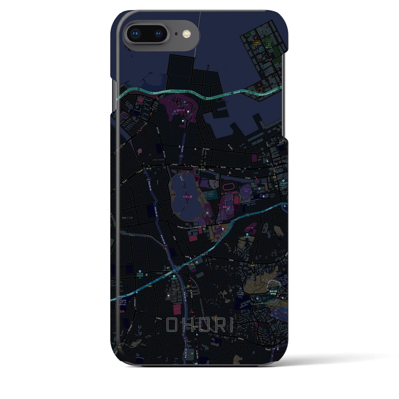 【大濠(福岡県)】地図柄iPhoneケース(バックカバータイプ)