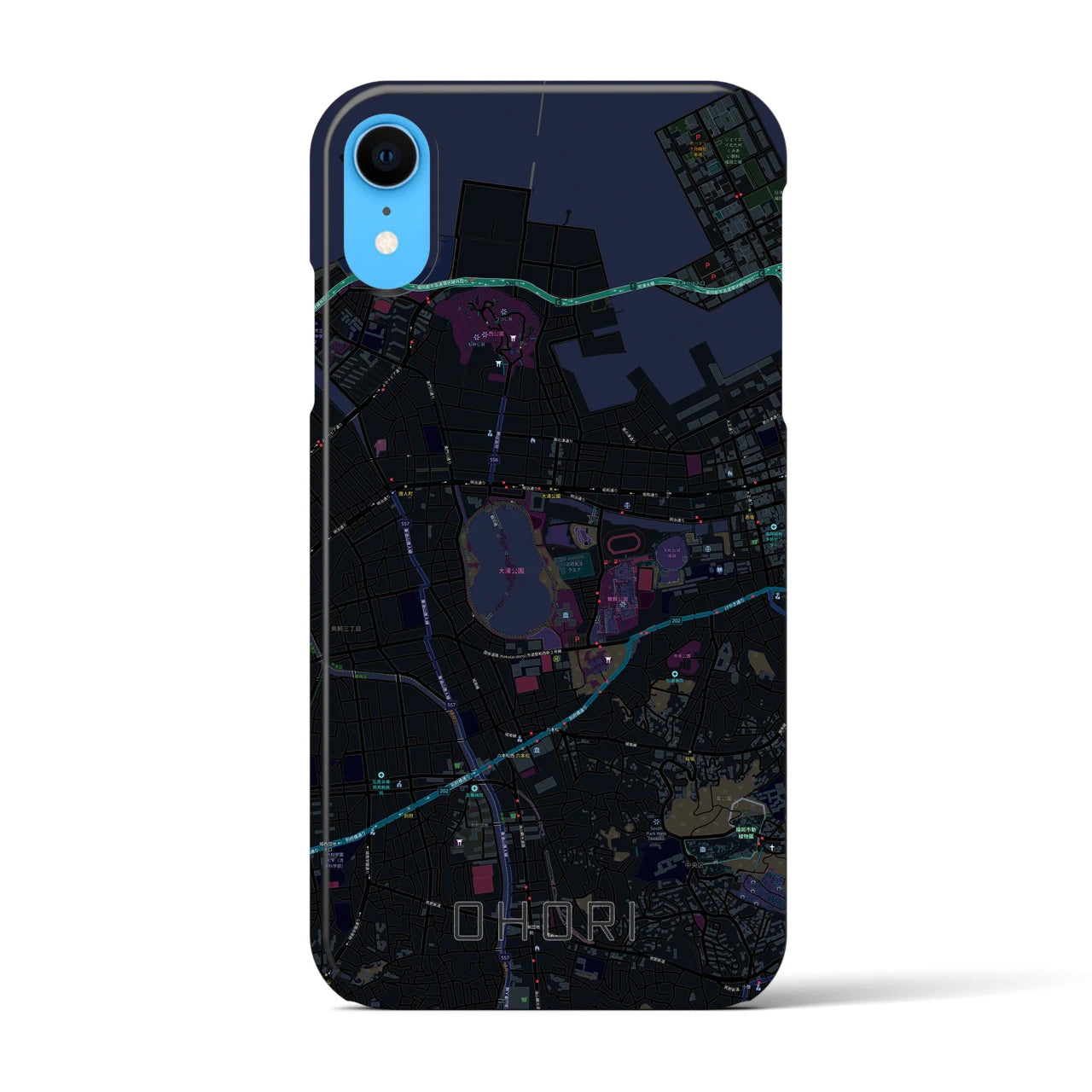 【大濠(福岡県)】地図柄iPhoneケース(バックカバータイプ)