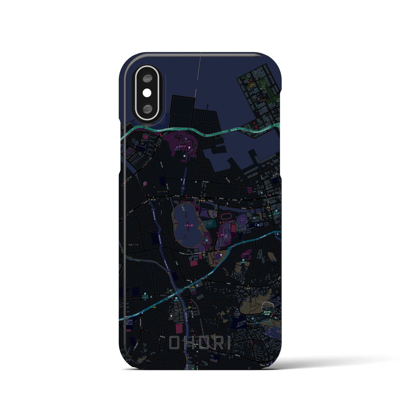 【大濠(福岡県)】地図柄iPhoneケース(バックカバータイプ)