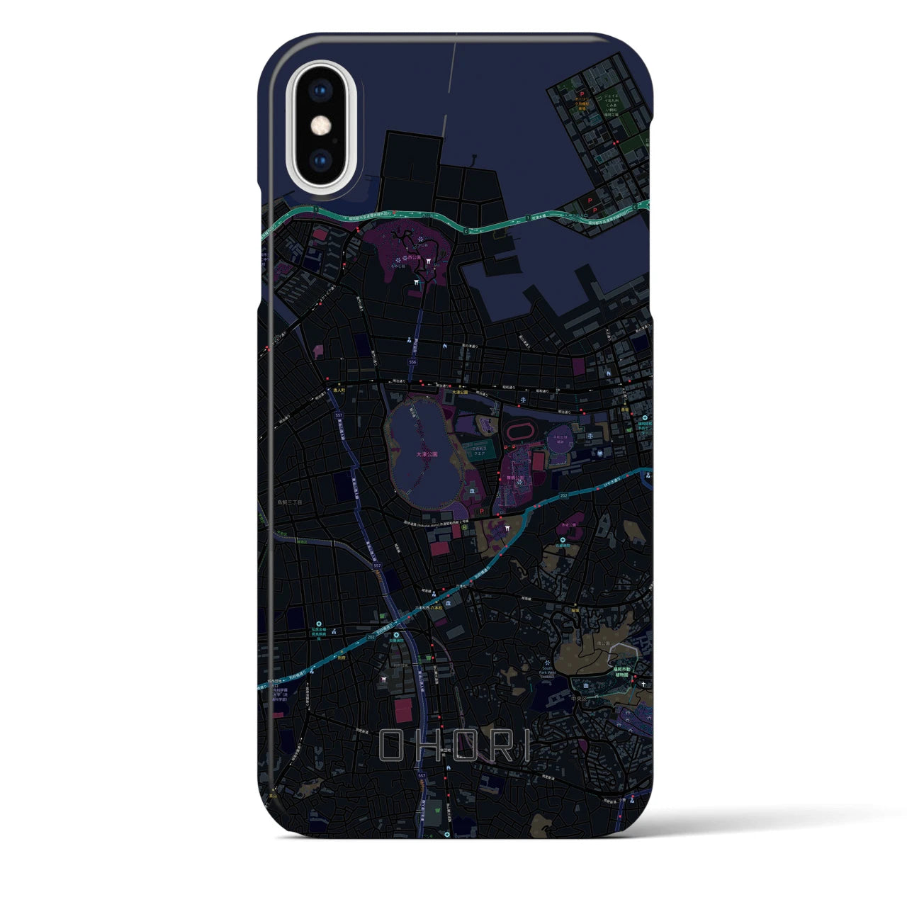 【大濠(福岡県)】地図柄iPhoneケース(バックカバータイプ)