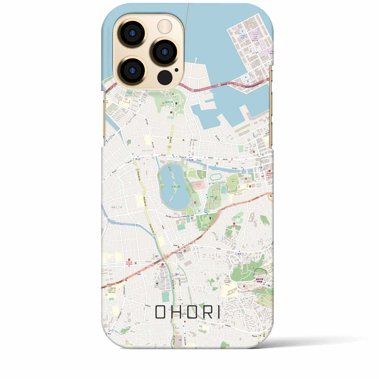 【大濠(福岡県)】地図柄iPhoneケース(バックカバータイプ)