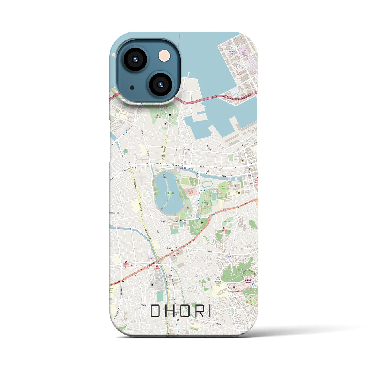 【大濠(福岡県)】地図柄iPhoneケース(バックカバータイプ)