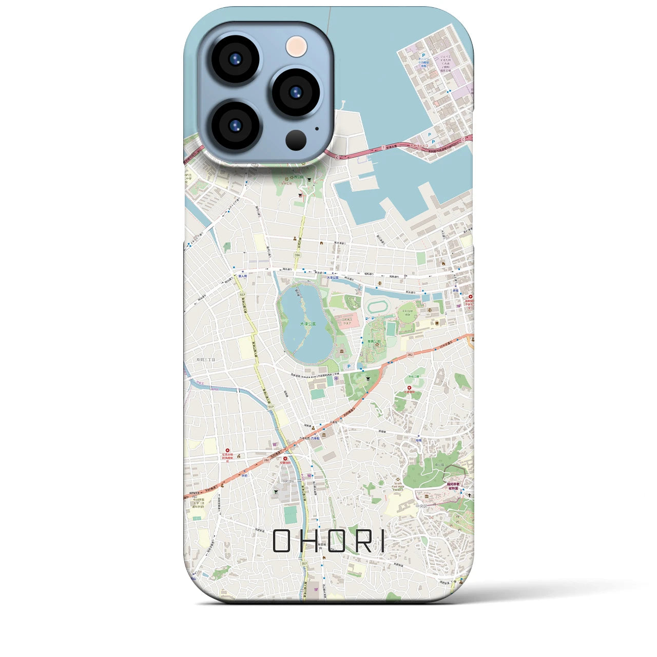 【大濠(福岡県)】地図柄iPhoneケース(バックカバータイプ)