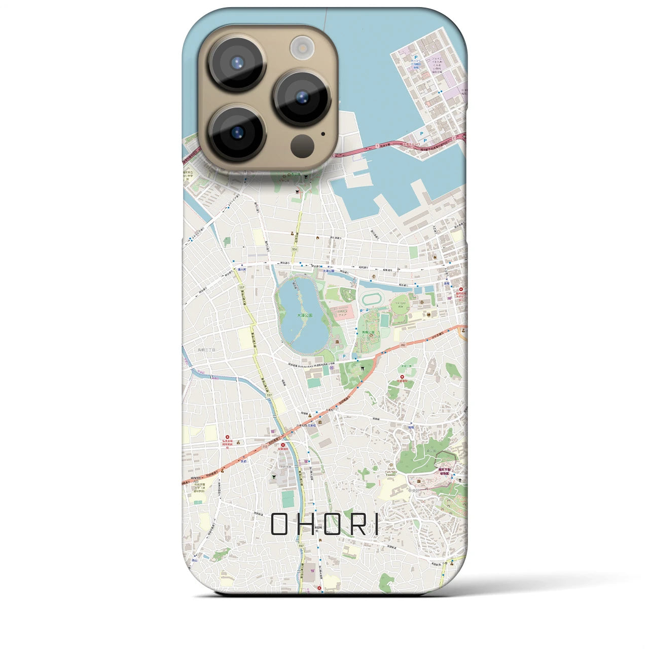 【大濠(福岡県)】地図柄iPhoneケース(バックカバータイプ)