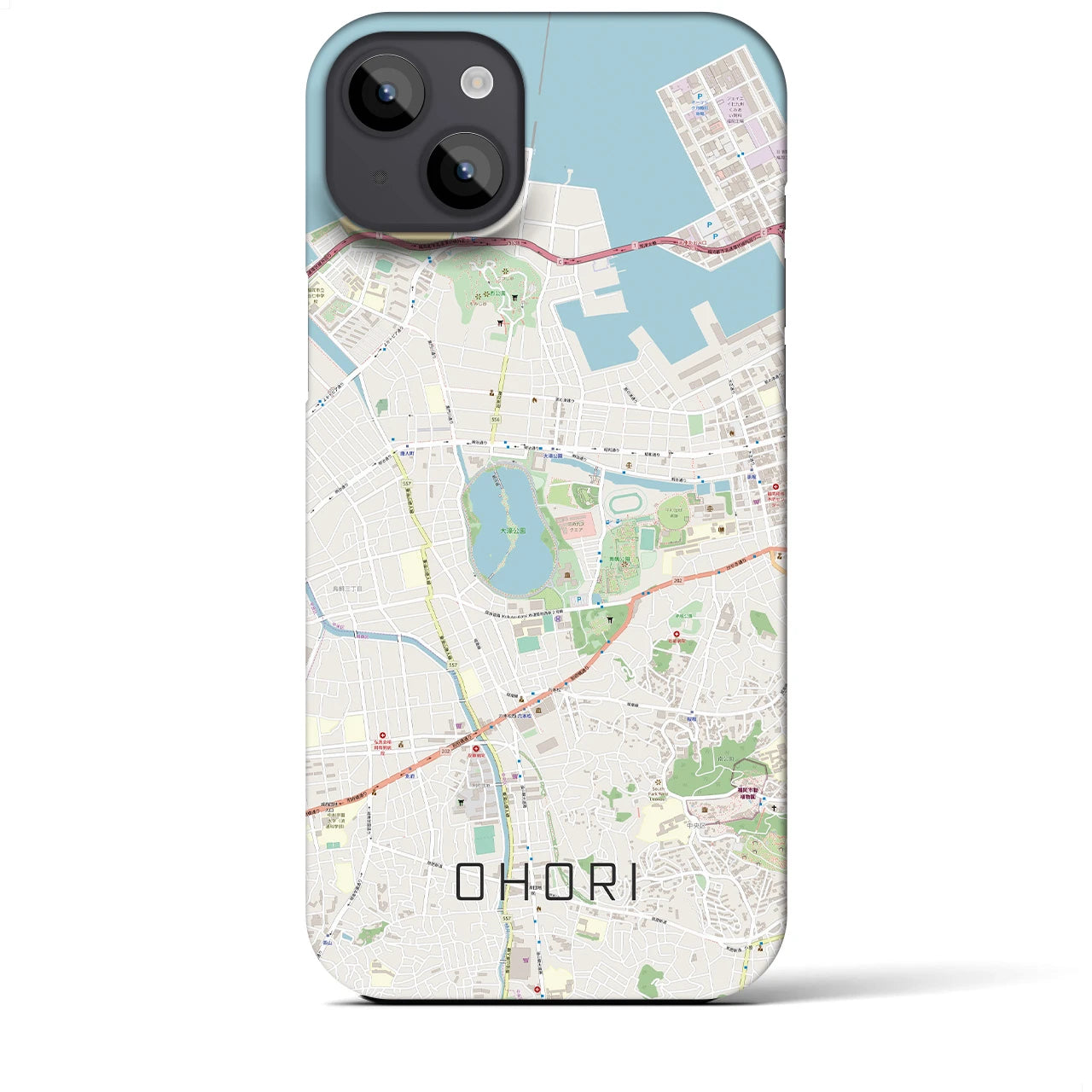 【大濠(福岡県)】地図柄iPhoneケース(バックカバータイプ)