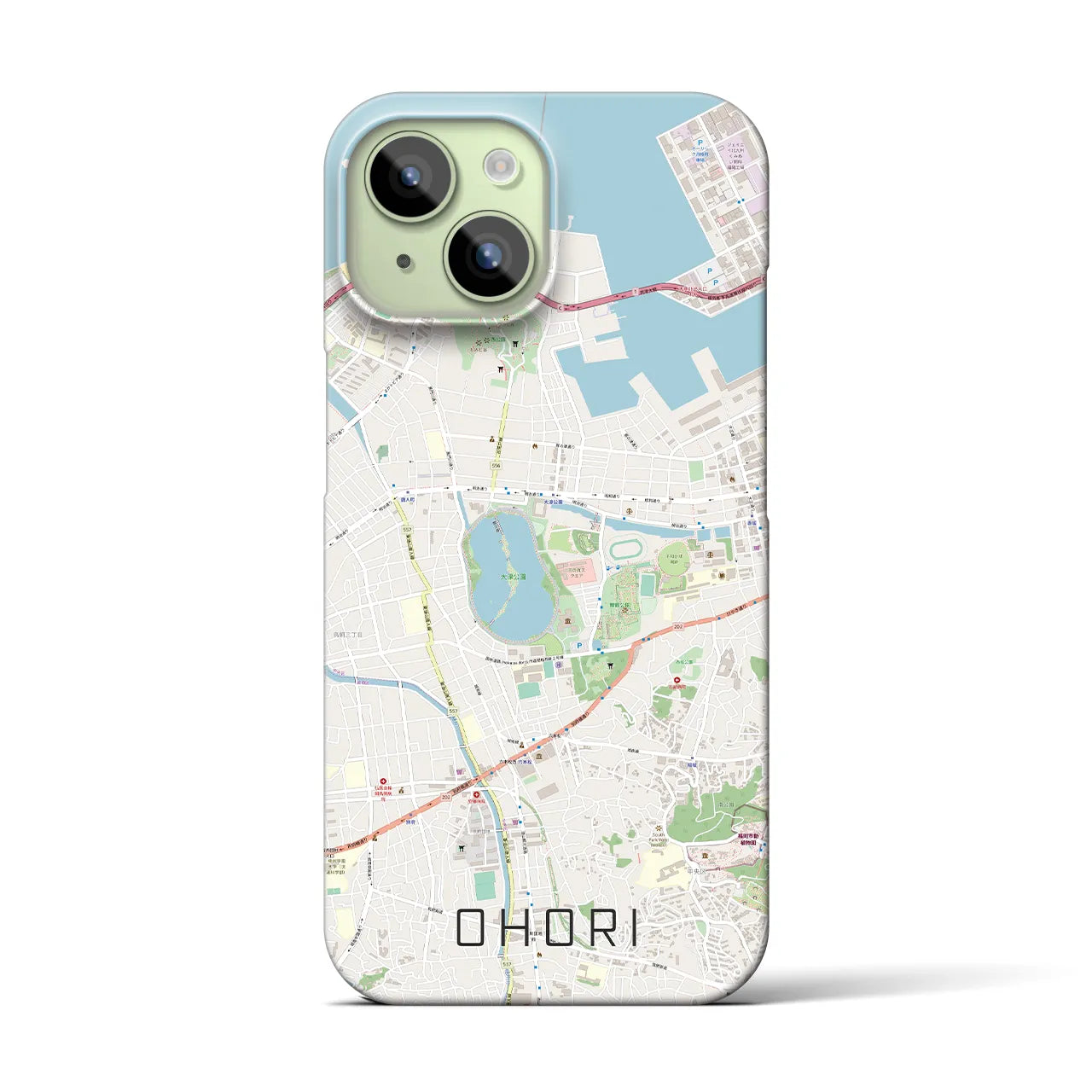 【大濠(福岡県)】地図柄iPhoneケース(バックカバータイプ)