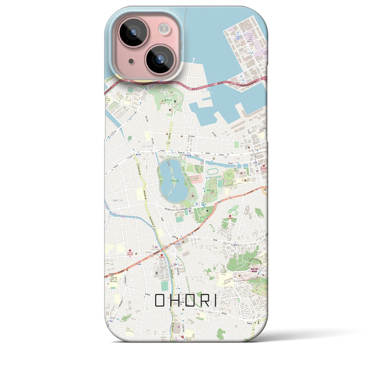 【大濠(福岡県)】地図柄iPhoneケース(バックカバータイプ)