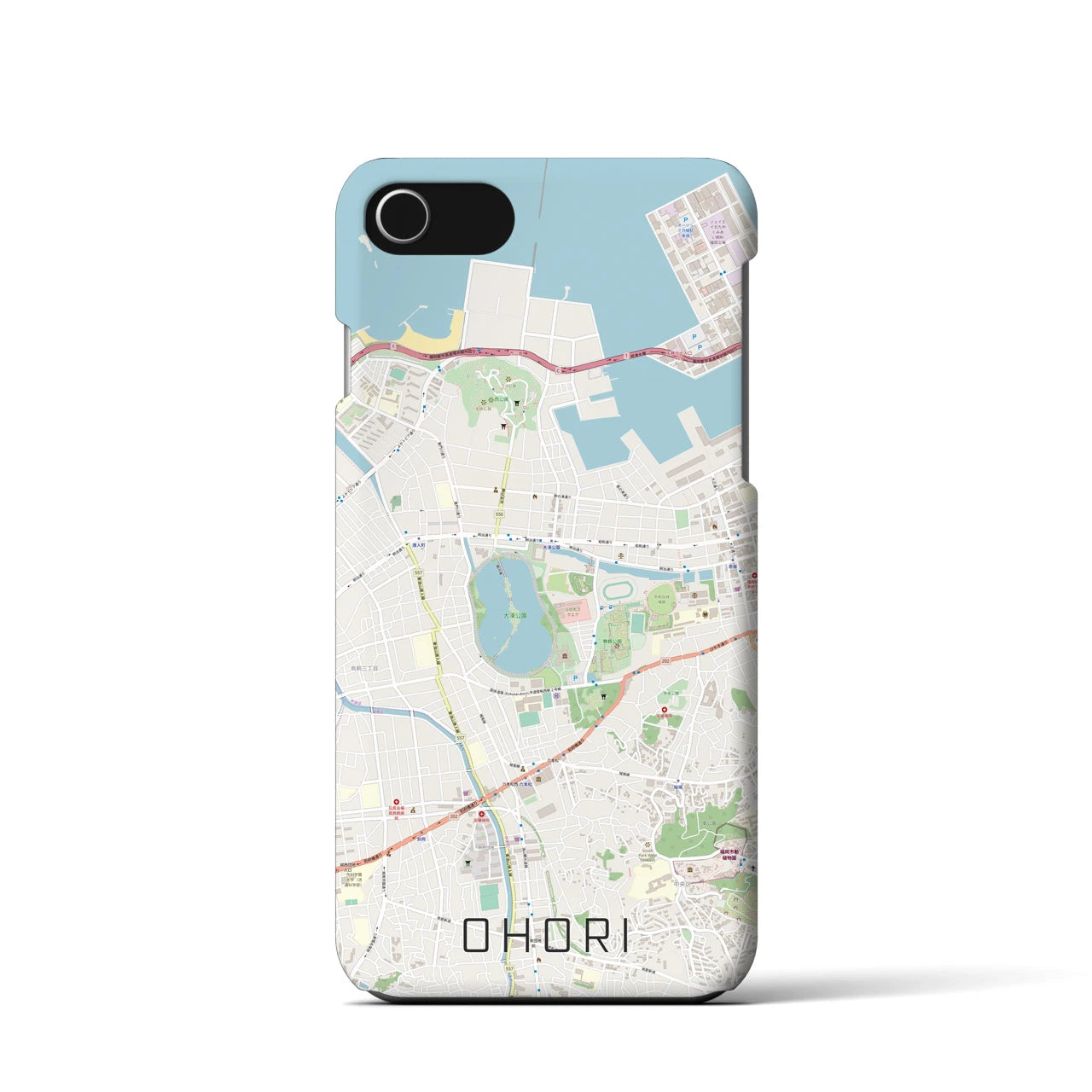 【大濠(福岡県)】地図柄iPhoneケース(バックカバータイプ)