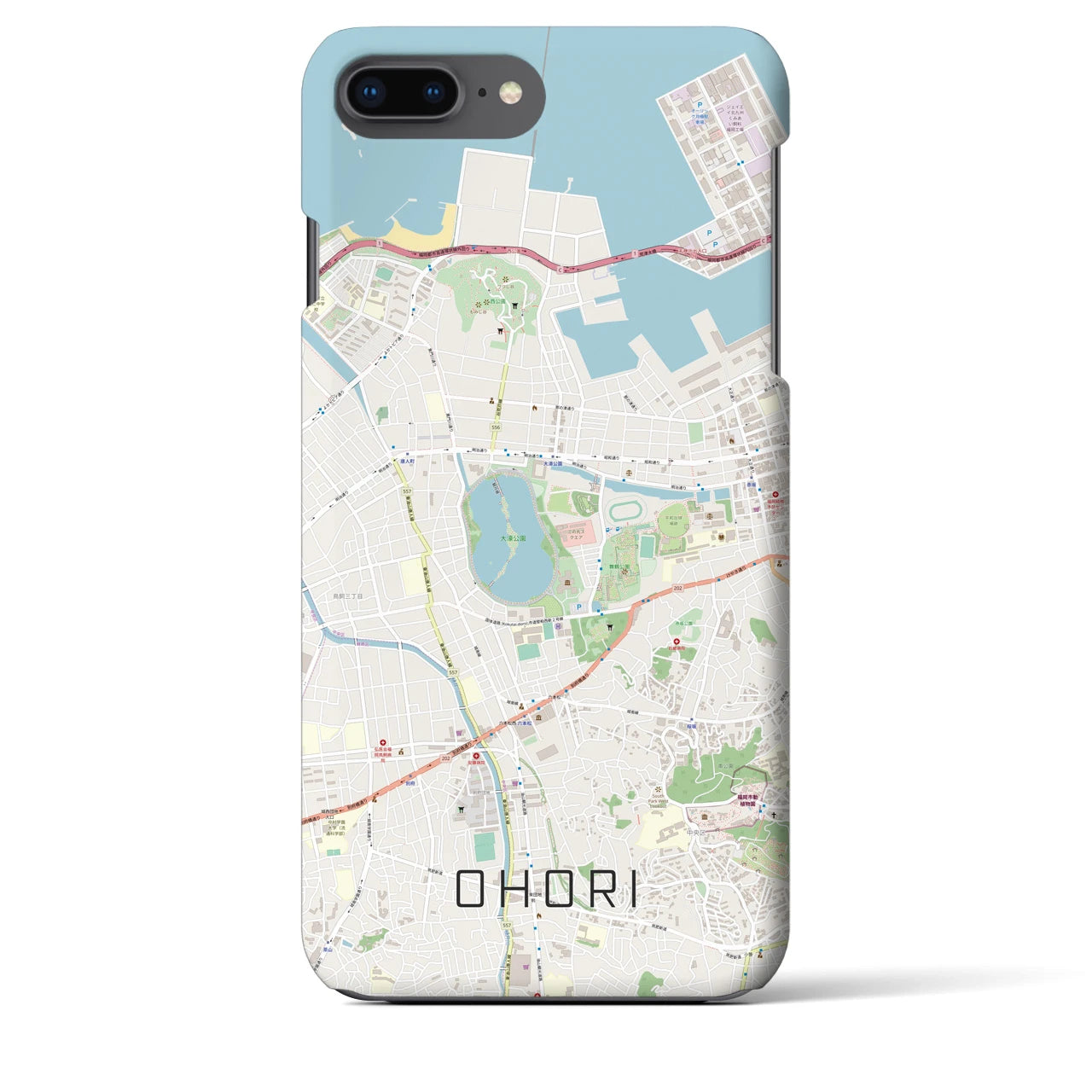 【大濠(福岡県)】地図柄iPhoneケース(バックカバータイプ)