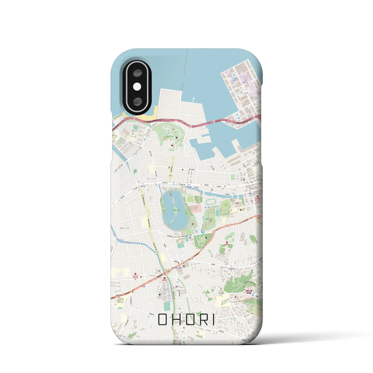 【大濠(福岡県)】地図柄iPhoneケース(バックカバータイプ)