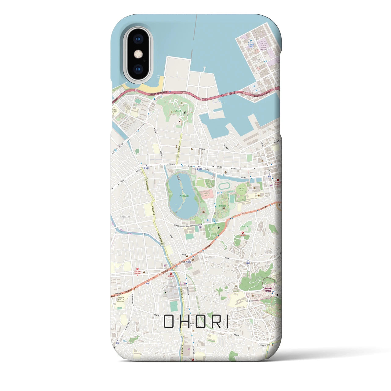 【大濠(福岡県)】地図柄iPhoneケース(バックカバータイプ)