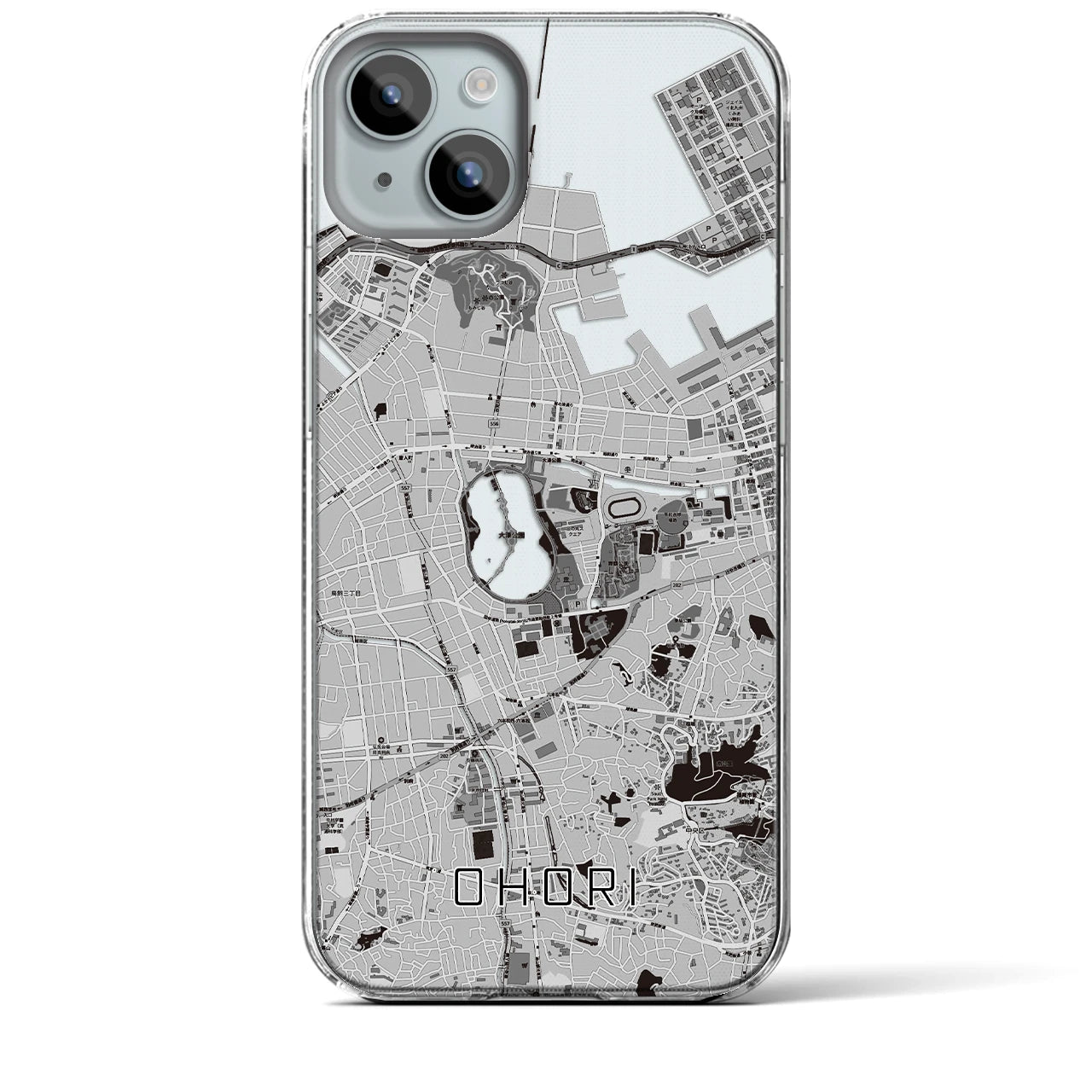 【大濠(福岡県)】地図柄iPhoneケース(クリアタイプ)