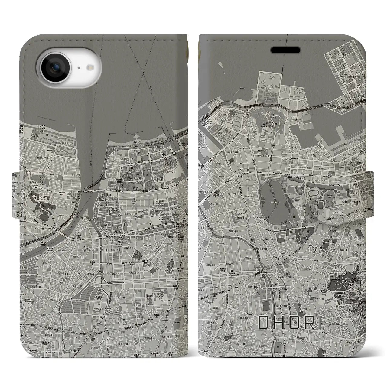 【大濠(福岡県)】地図柄iPhoneケース(手帳タイプ)