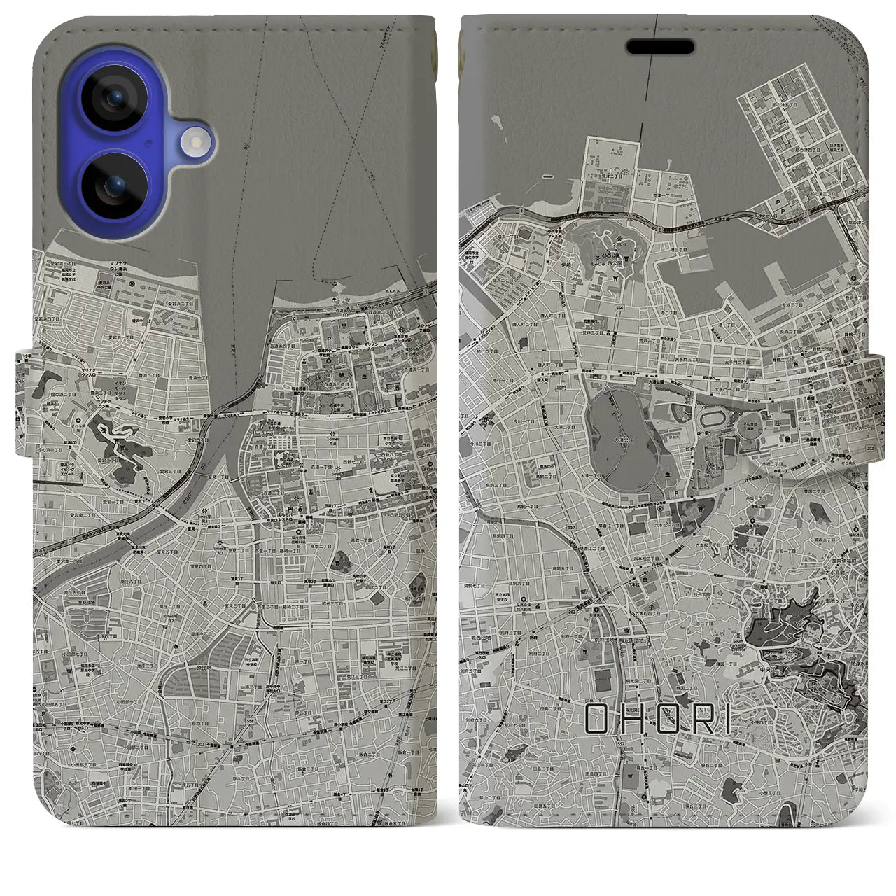 【大濠(福岡県)】地図柄iPhoneケース(手帳タイプ)