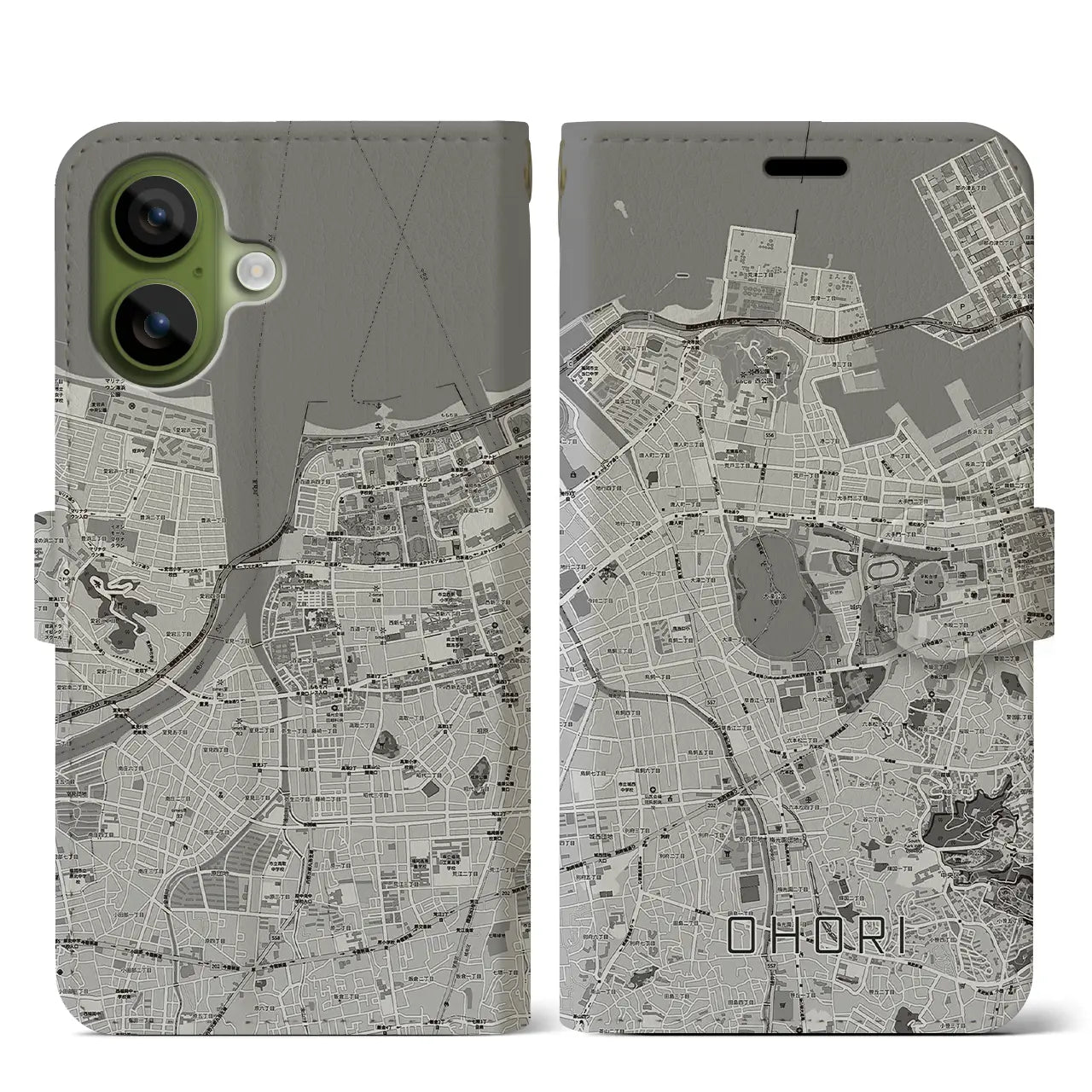 【大濠(福岡県)】地図柄iPhoneケース(手帳タイプ)