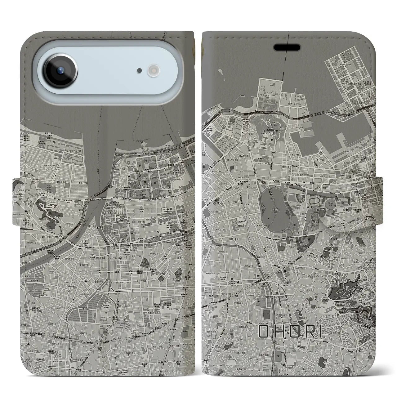 【大濠(福岡県)】地図柄iPhoneケース(手帳タイプ)