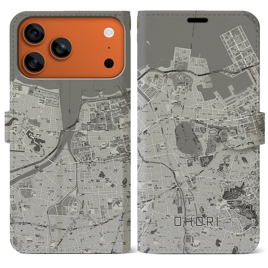 【大濠(福岡県)】地図柄iPhoneケース(手帳タイプ)