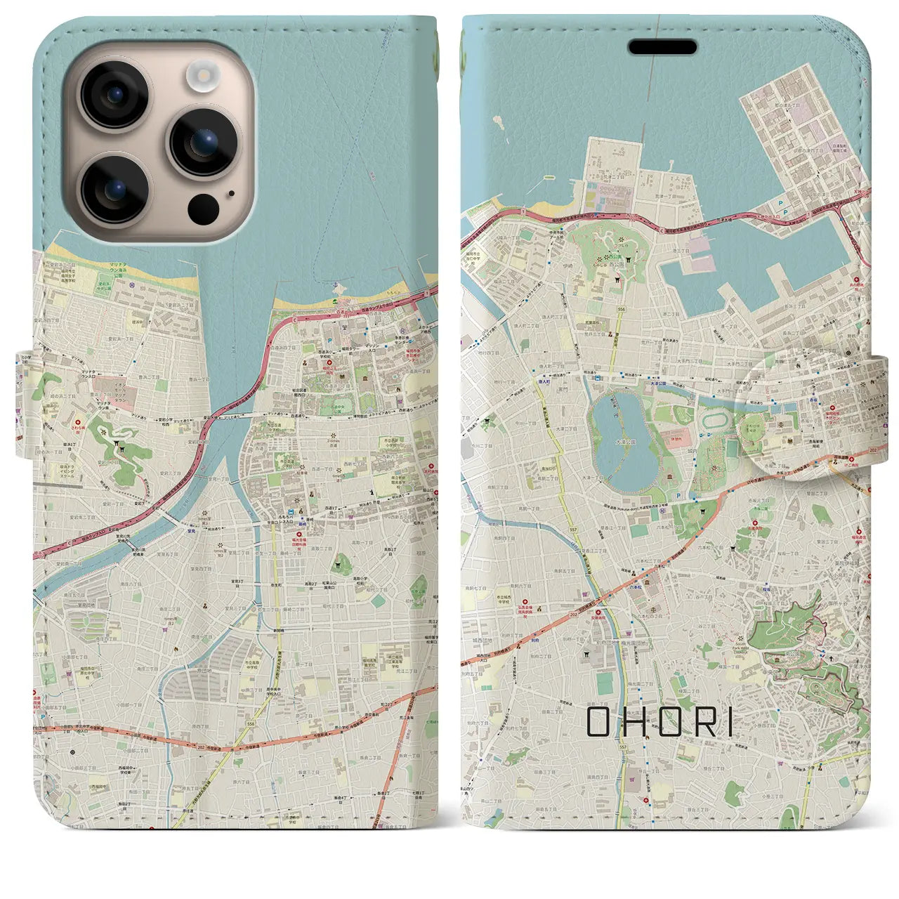 【大濠(福岡県)】地図柄iPhoneケース(手帳タイプ)