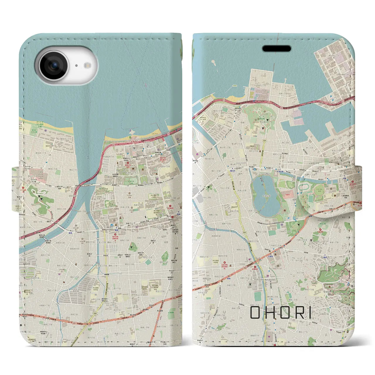【大濠(福岡県)】地図柄iPhoneケース(手帳タイプ)