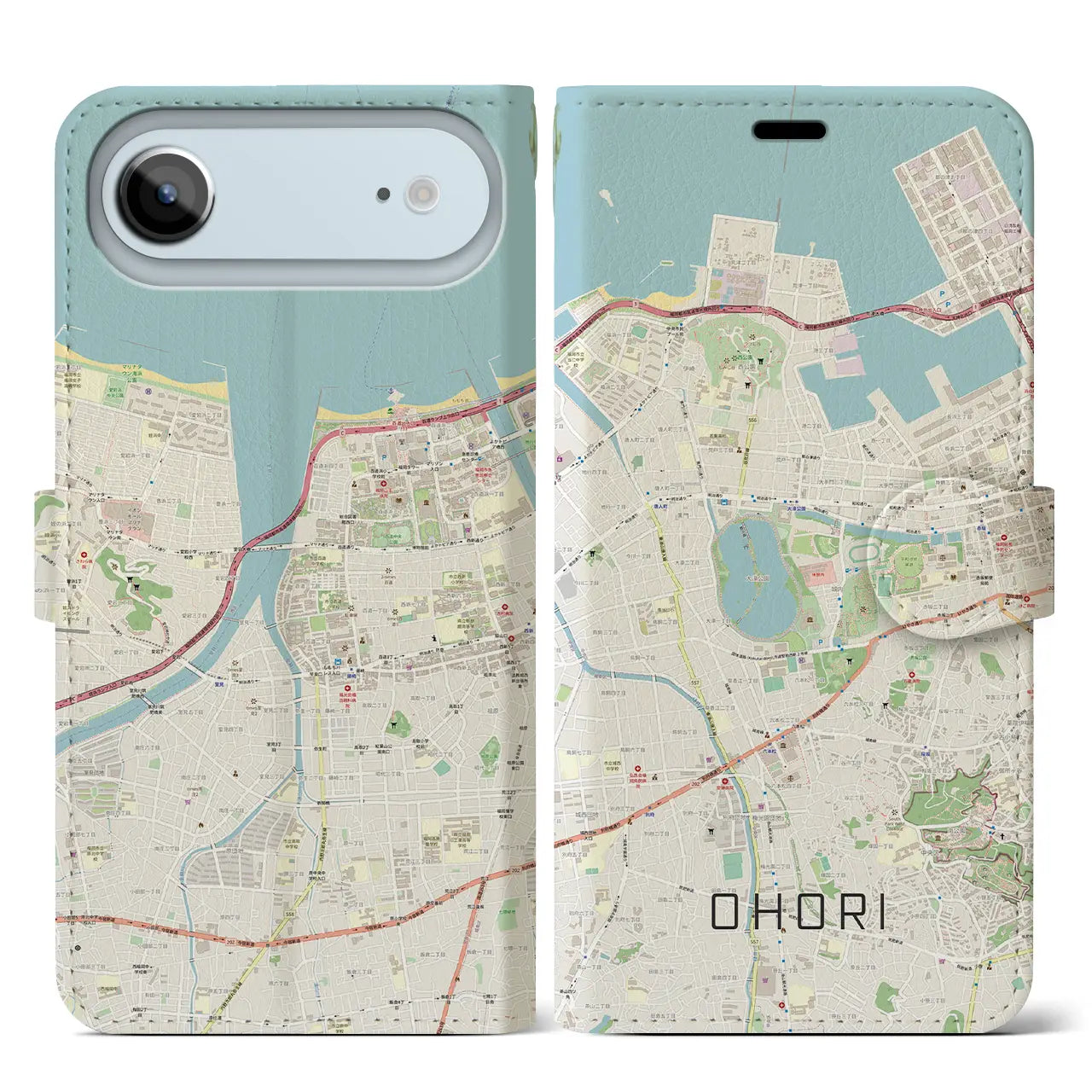 【大濠(福岡県)】地図柄iPhoneケース(手帳タイプ)