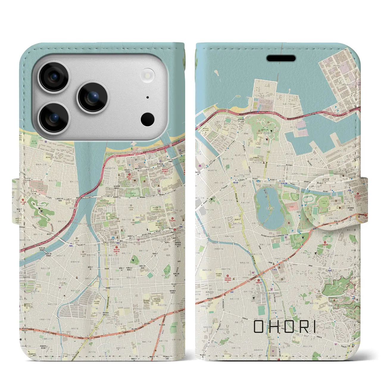 【大濠(福岡県)】地図柄iPhoneケース(手帳タイプ)