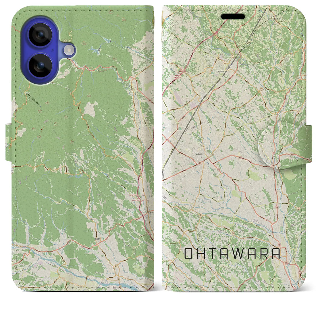 【大田原(栃木県)】地図柄iPhoneケース(手帳タイプ)ナチュラル・iPhone 16 Pro Max 用