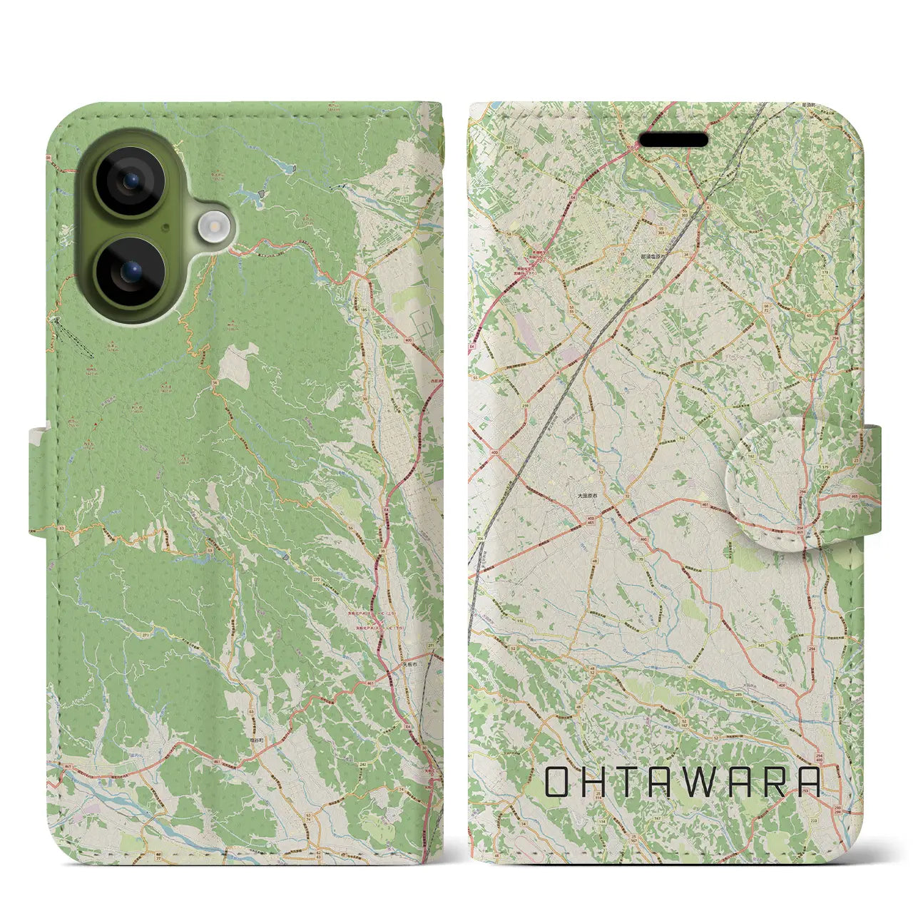 【大田原(栃木県)】地図柄iPhoneケース(手帳タイプ)ナチュラル・iPhone 17 Pro Max 用