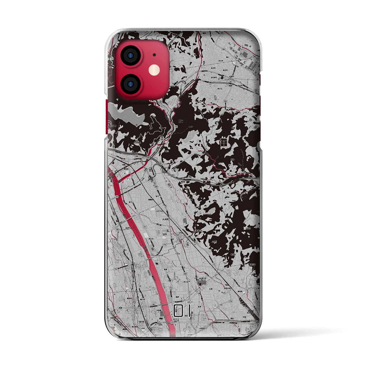 【大井(神奈川県)】地図柄iPhoneケース(クリアタイプ)モノトーン・iPhone 11 用
