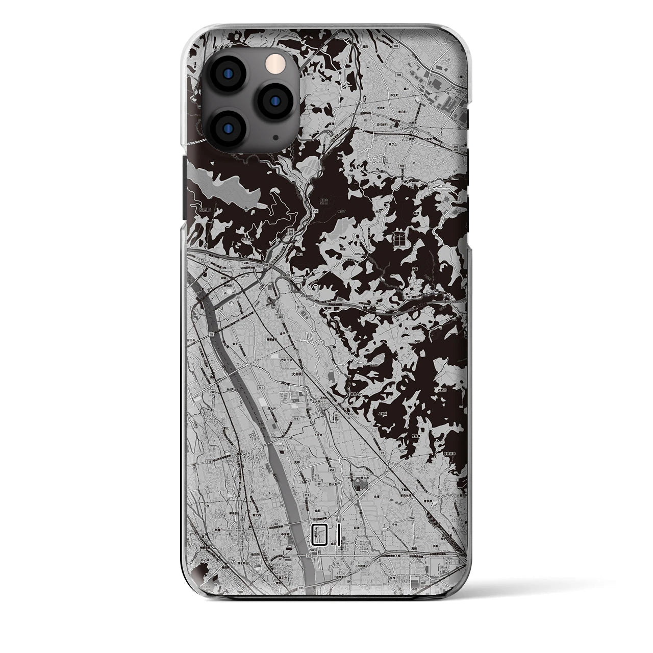 【大井(神奈川県)】地図柄iPhoneケース(クリアタイプ)モノトーン・iPhone 11 Pro Max 用