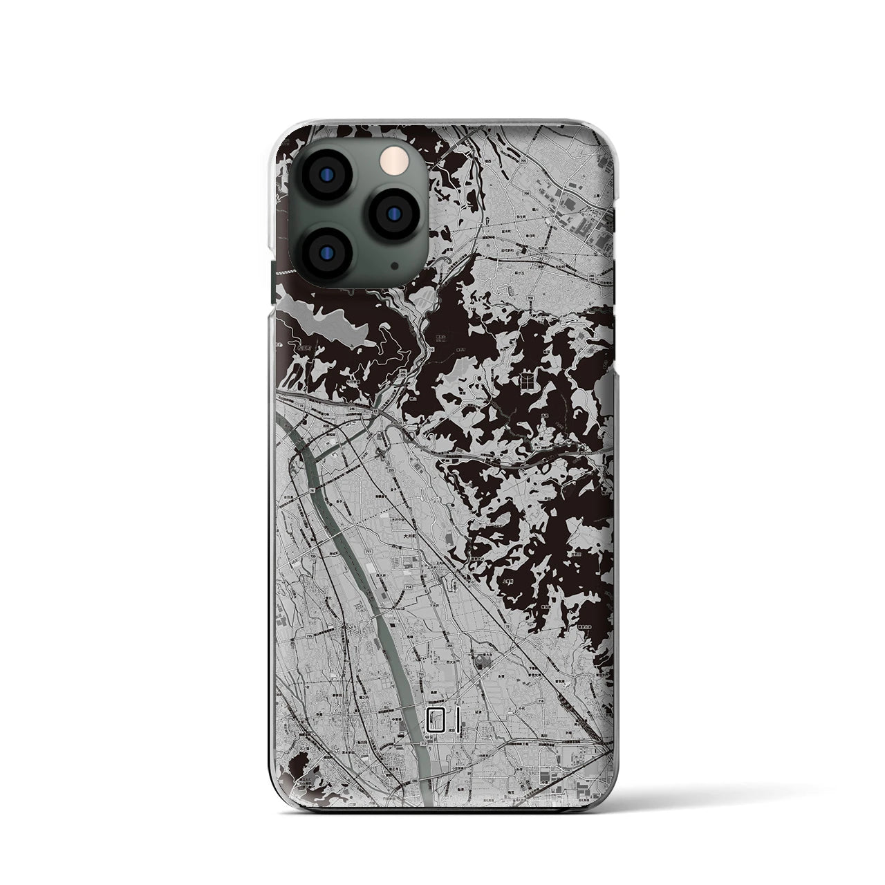 【大井(神奈川県)】地図柄iPhoneケース(クリアタイプ)モノトーン・iPhone 11 Pro 用