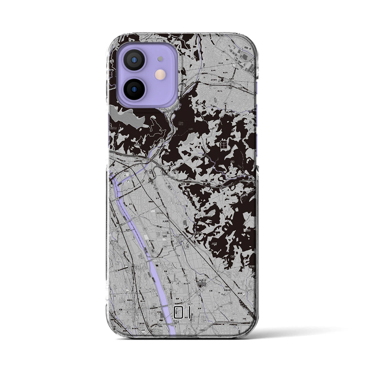 【大井(神奈川県)】地図柄iPhoneケース(クリアタイプ)モノトーン・iPhone 12 / 12 Pro 用