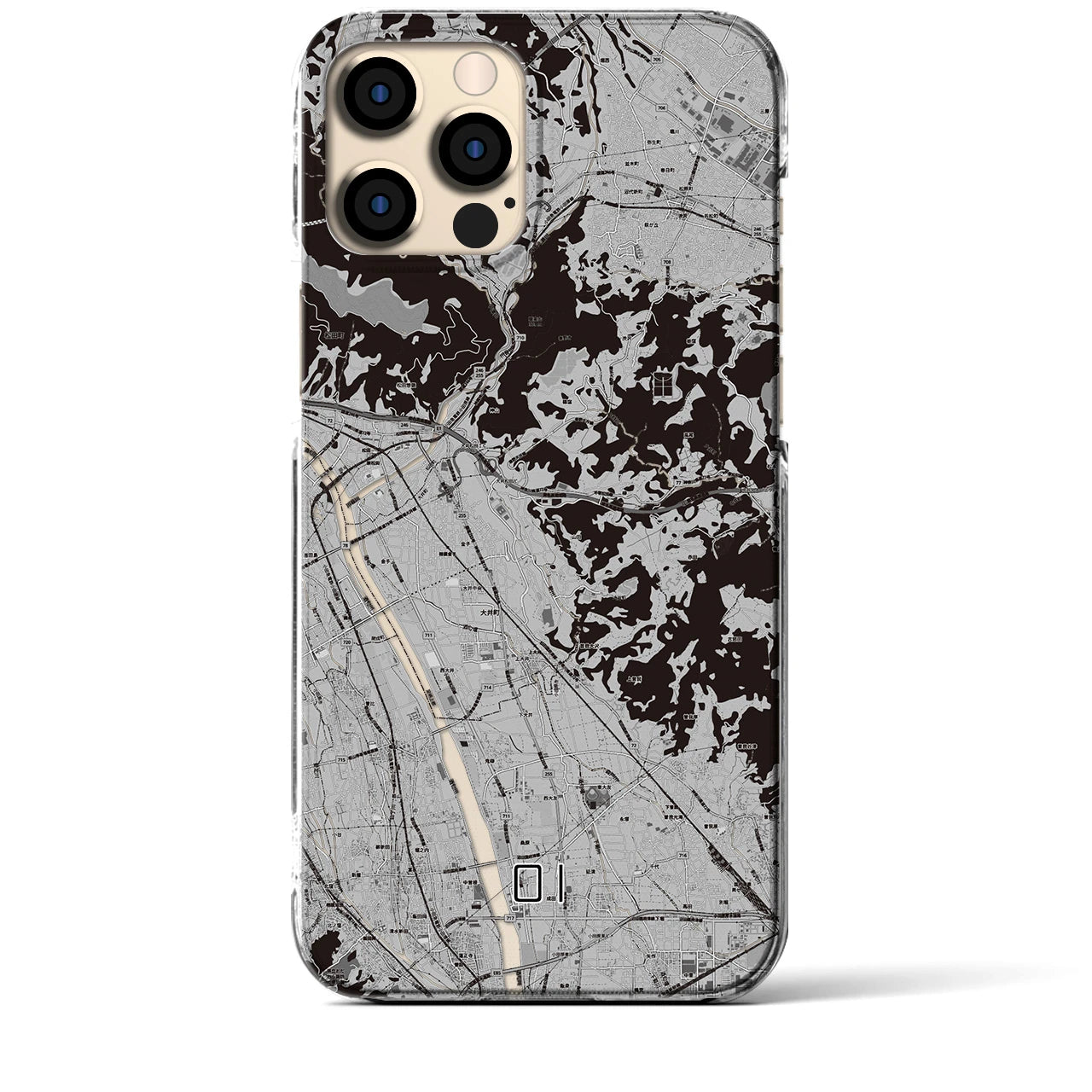 【大井(神奈川県)】地図柄iPhoneケース(クリアタイプ)モノトーン・iPhone 12 Pro Max 用