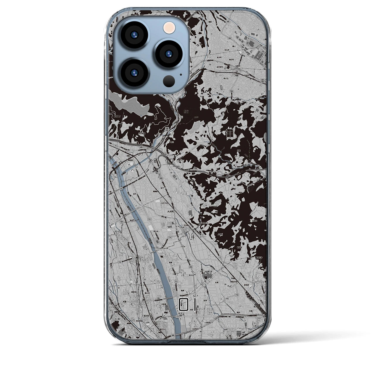 【大井(神奈川県)】地図柄iPhoneケース(クリアタイプ)モノトーン・iPhone 13 Pro Max 用