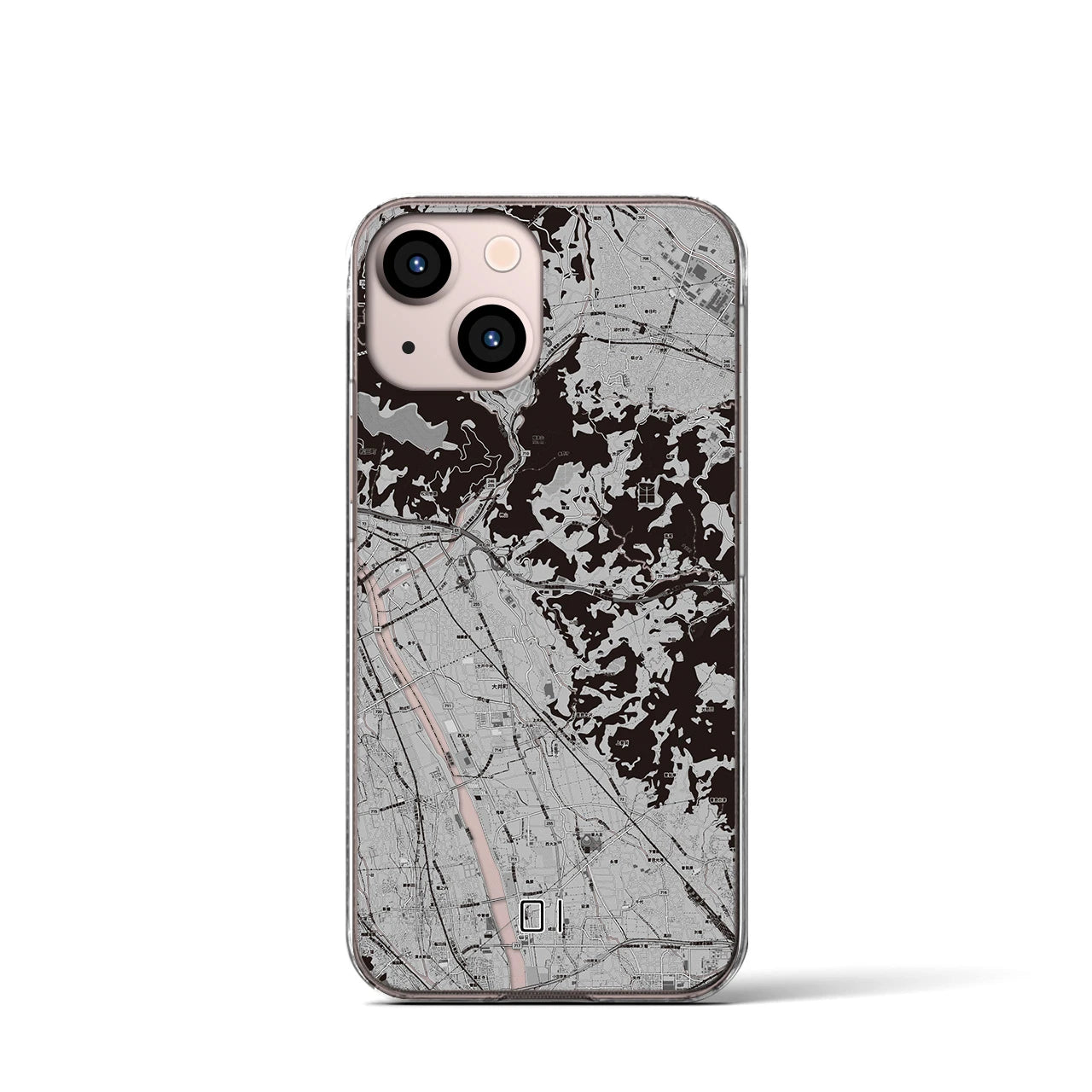 【大井(神奈川県)】地図柄iPhoneケース(クリアタイプ)モノトーン・iPhone 13 mini 用