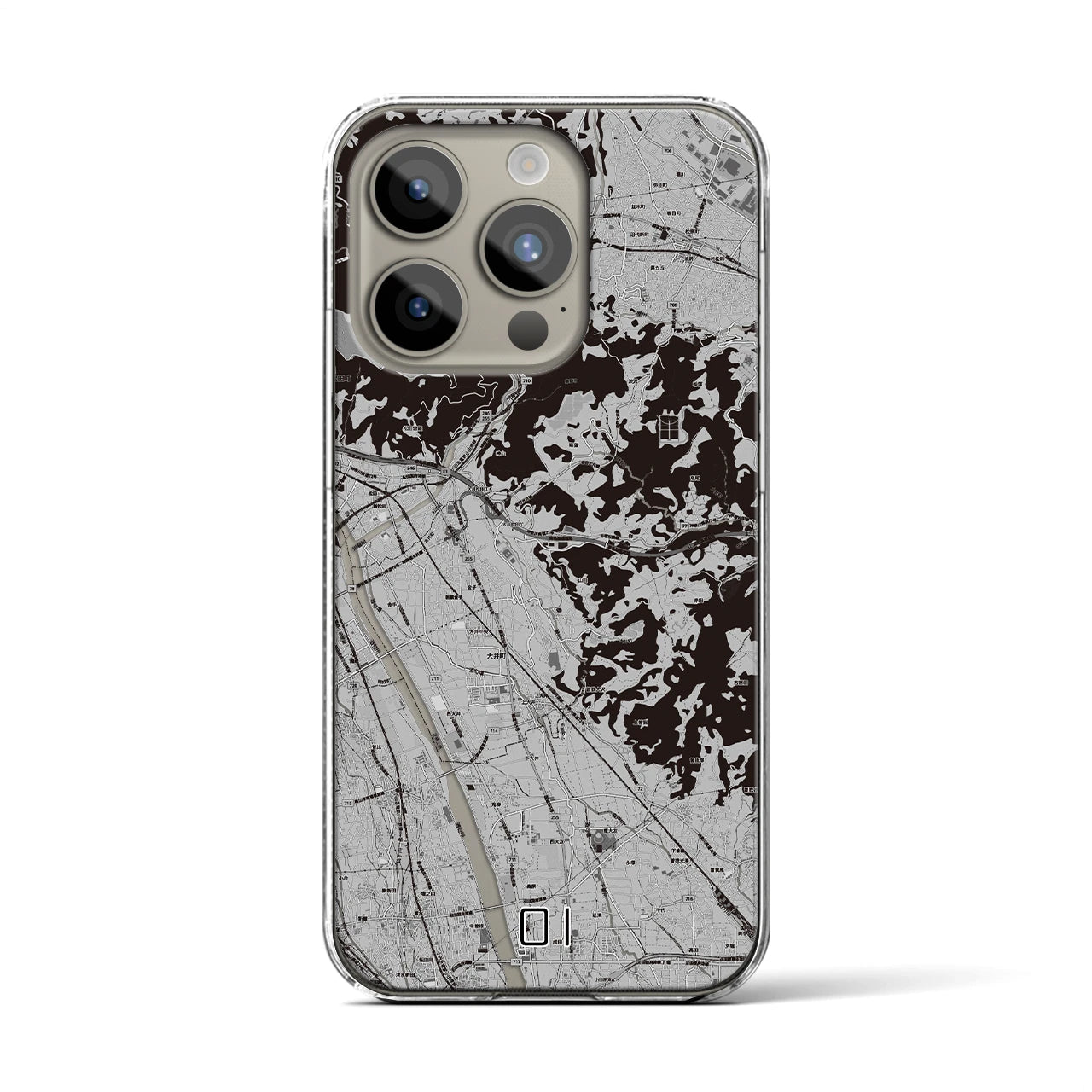 【大井(神奈川県)】地図柄iPhoneケース(クリアタイプ)モノトーン・iPhone 15 Pro 用