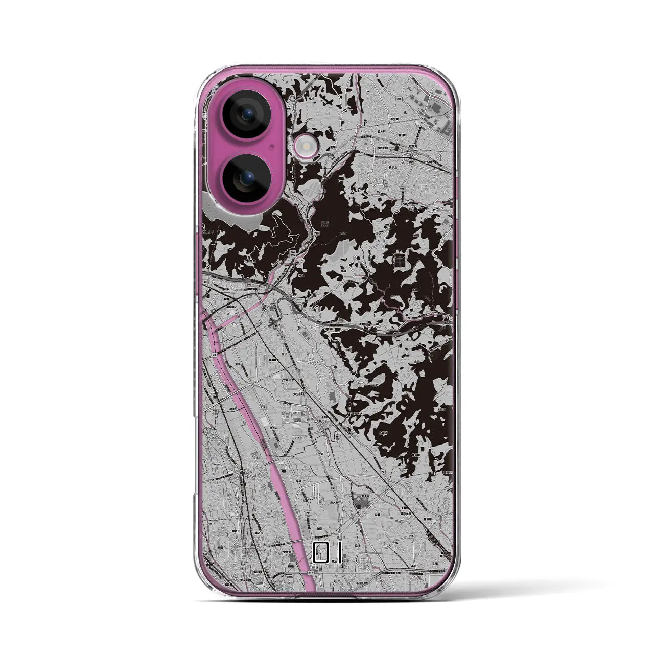 【大井(神奈川県)】地図柄iPhoneケース(クリアタイプ)モノトーン・iPhone 16 Pro 用